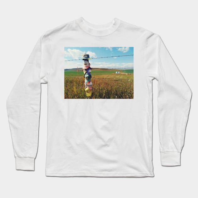 Agriculture farmland in Canadian prairie, Alberta, Canada. Long Sleeve T-Shirt by Nalidsa